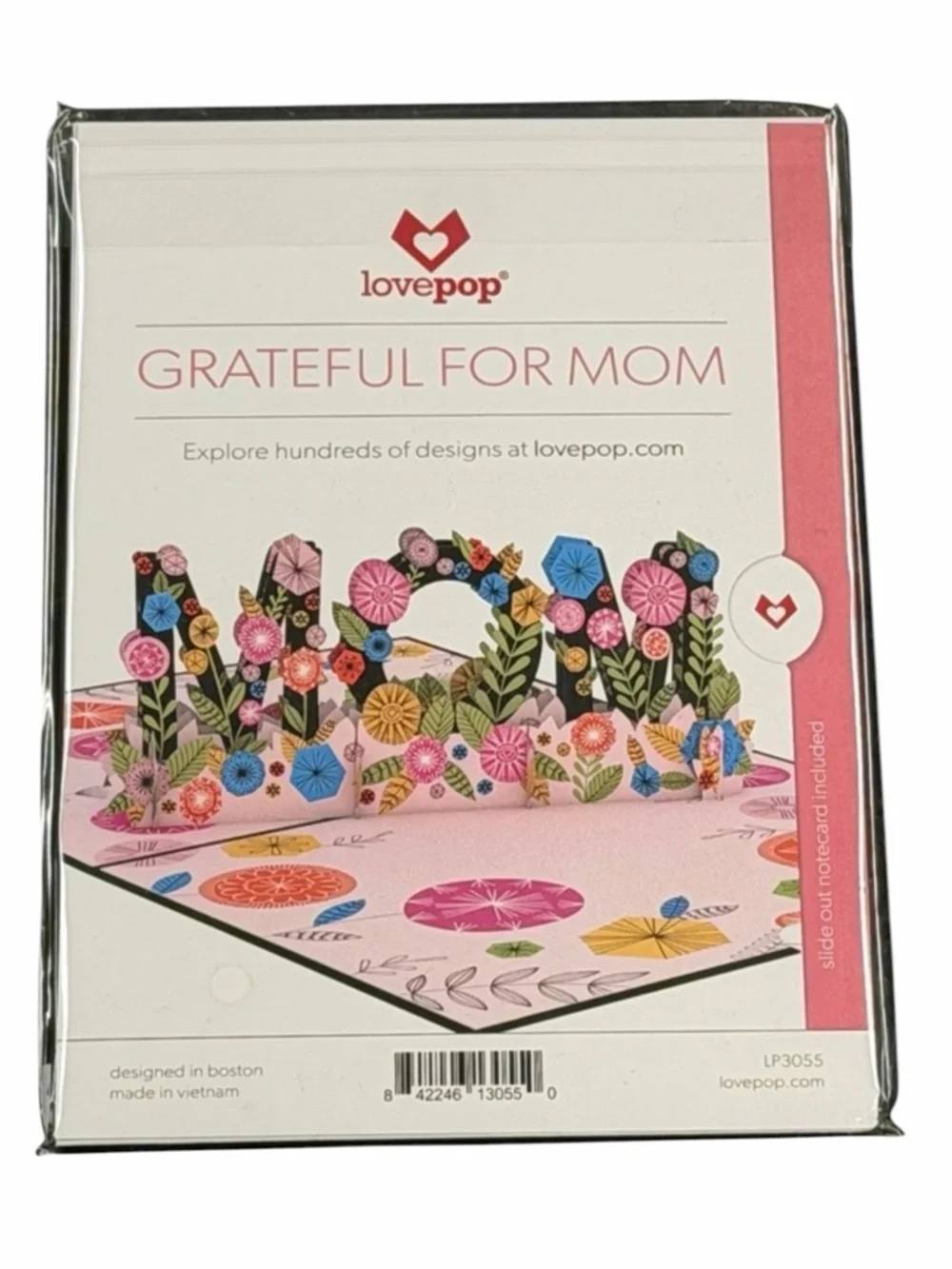 Love Grateful for Mom Pop-Up Card - Pink Floral